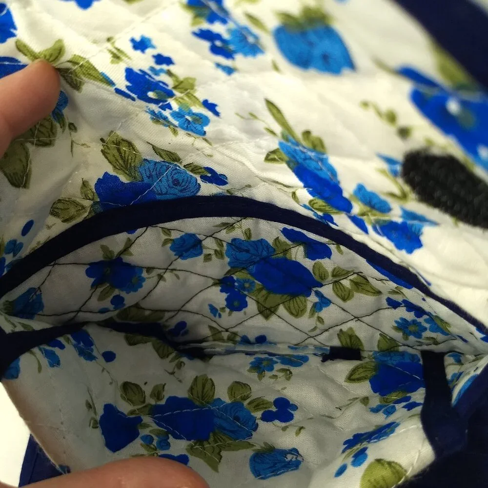 Quilted Blue Floral Wallet Checkbook Cards Pouch Cottagecore Farmhouse Hippie